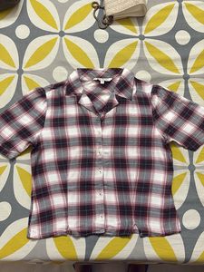 Red & White Plaid Cropped Shirt