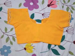 Yellow Hand Embroidered Saree with blouse