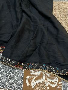 Elegant Black Palazzos with Embroidered Hem