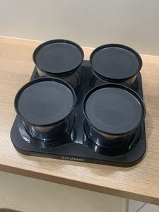 Set of 4 Black Stackable Containers