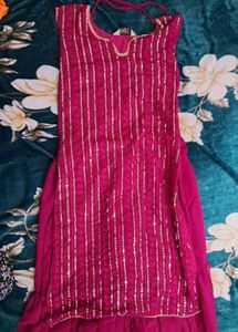 Beautiful Magenta Kurta Set with Sharara &amp; Dupatta
