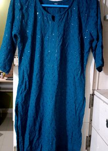 Blue Chikankari Kurti With Surprise Freebie