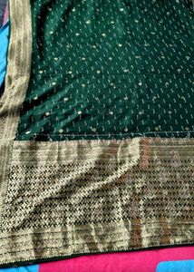 pure dola silk Emerald Green Saree with stone