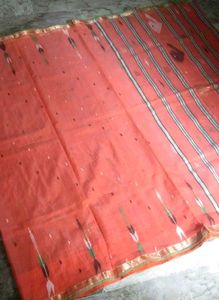NEW thread work Orange golden saree with fall