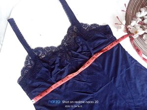 Navy Blue Laced Night Slip