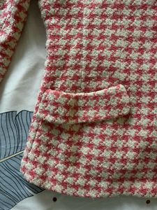 Pink and white tweed blazer