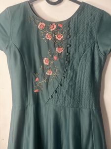 Elegant Teal Embroidered Anarkali Gown