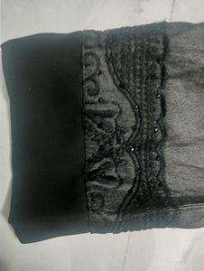 Gray And Black Designer Embroidered Saudi Abaya