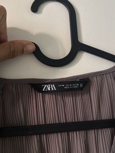 Zara Lace Shirt With Tie Detail