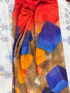 Vibrant Geometric Print Saree