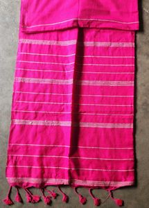 Vibrant Pink Saree with Striped Details kasssh sar