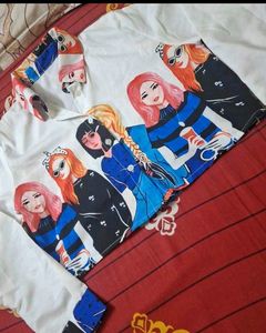White Graphic Print Long Sleeve Top shirt