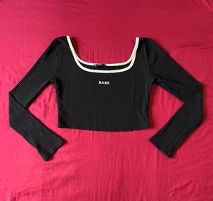 Shein Black Ribbed Top