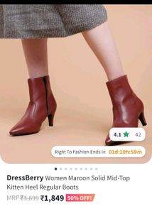 Dressberry Maroon Kitten Heel Boots