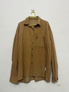 Brown Corduroy Button-Up Shirt