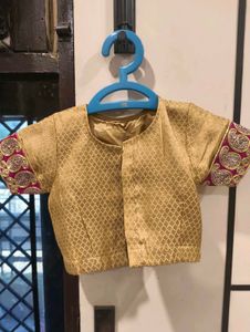 Golden Pink Choli with Blue Lehenga for 3–4yr girl