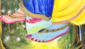 Radha Krishna Paaw Painting
