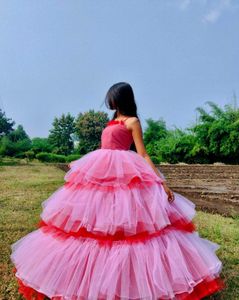 Stunning Pink & Red Tulle Gown