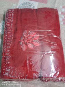 Elegant Red Embroidered Saree