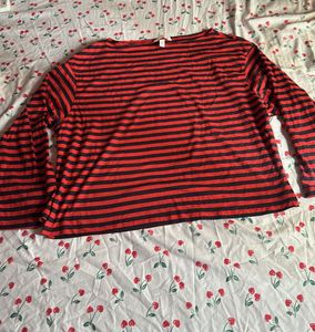 H&amp;M Striped Boat Neck Top