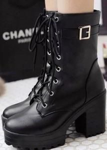 Women casual block-heeled chunky boots