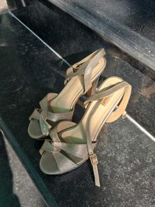 Elegant Gold Strappy Platform Heels