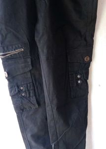 Black Cargo Pants with Straps