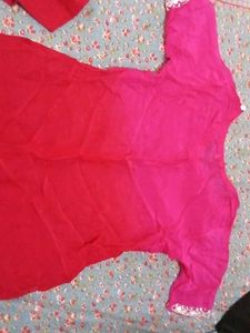 Pink and Red Ombre Kurta