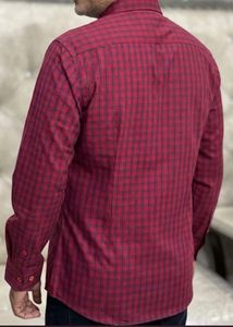 Men's Red Plaid Long Sleeve Shirt
