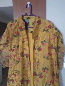 Embroidered Yellow Long Jacket and gown