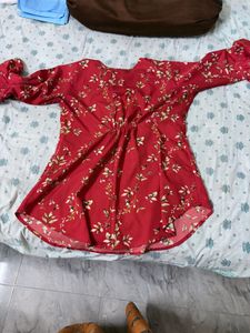 Red Floral Print Kurti