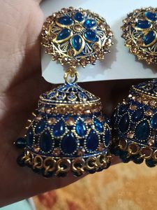Exquisite Blue Jhumka Earrings