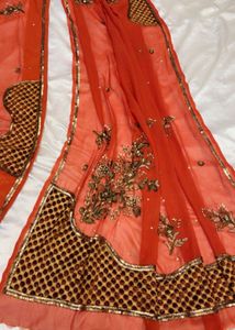 Beautiful Orange Embroidered Saree