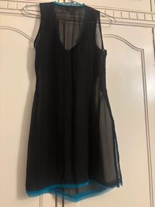Be: Chic Black Kurta with Blue Trim
