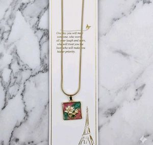 Enamel Floral Pendant Necklace
