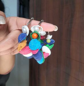 Funky Colorful Shell Hoop Earrings