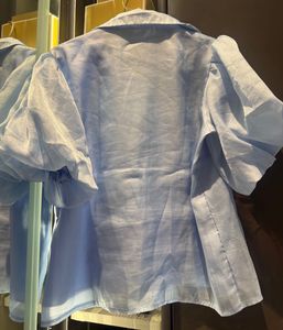 Blue Puff Sleeve Top