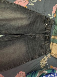 mid rise Wide Leg Washed Denim Jeans