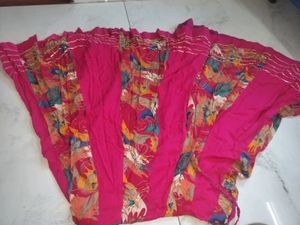 Vibrant Pink Floral Print Ethnic Skirt