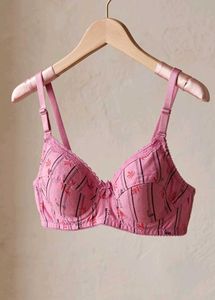 Pink Floral Print Bra