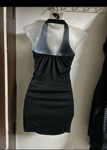 Elegant Black Halter Neck Dress