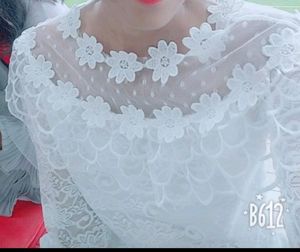 Net White Bell sleeve top (bust upto 36)