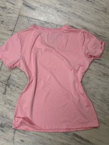 Cute Pink adidas V-Neck Printed T-Shirt