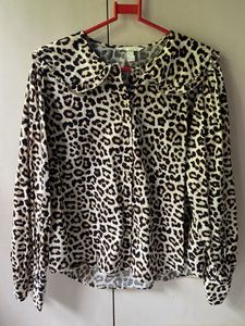 Leopard Print Collared Blouse