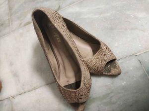 Glittery Open Toe Heels