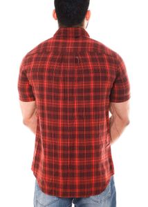 5XL Men's Red Plaid Short Sleeve Shirt