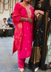 Vibrant Pink Embroidered Kurta Set