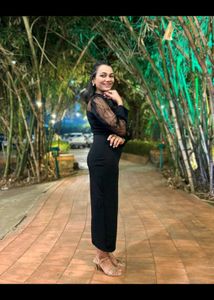 Elegant Black Sheer Sleeve Maxi Dress