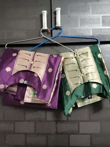Elegant  paithaniSilk Kurta Set - Purple & Green