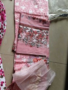 Beautiful Pink patchwork unstitched dress Material